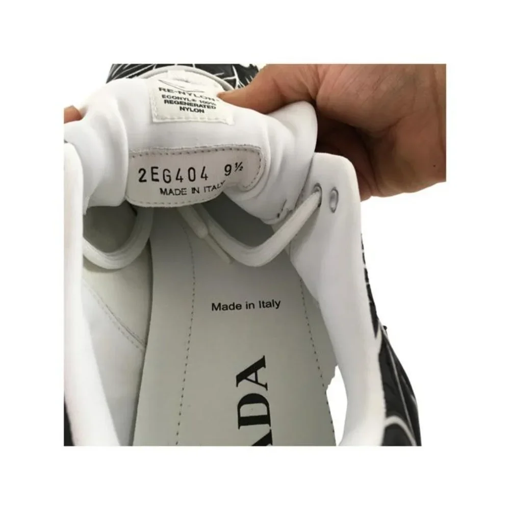 Prada Men's Cloudbust Sneakers Print Floral Black & White Size 9.5 - Picture 8 of 9